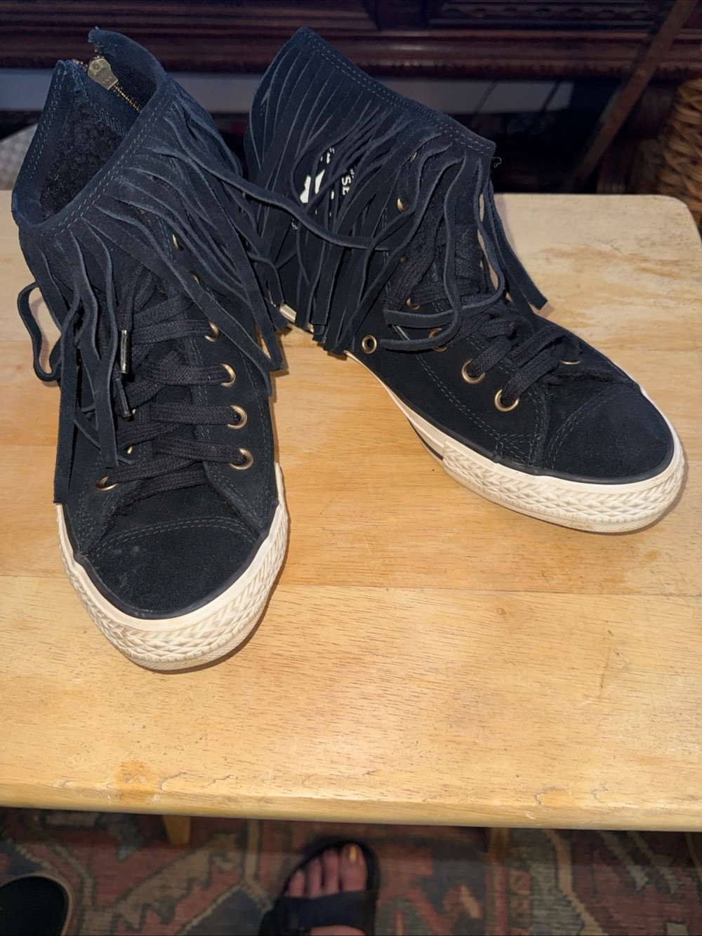 Converse Women's Black Fringe High-Top Sneakers